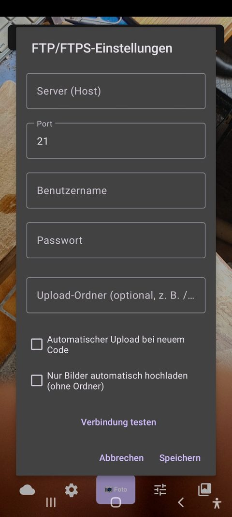 FTP/FTPS-Upload-Einstellungen